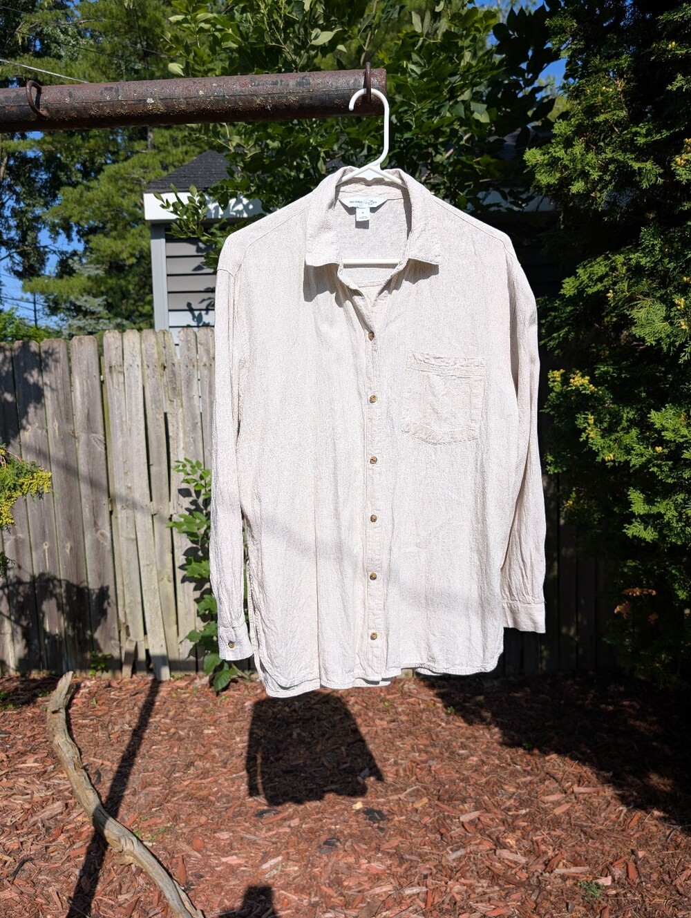 Old Navy The Boyfriend Shirt Beige Linen-Blend Top Size medium